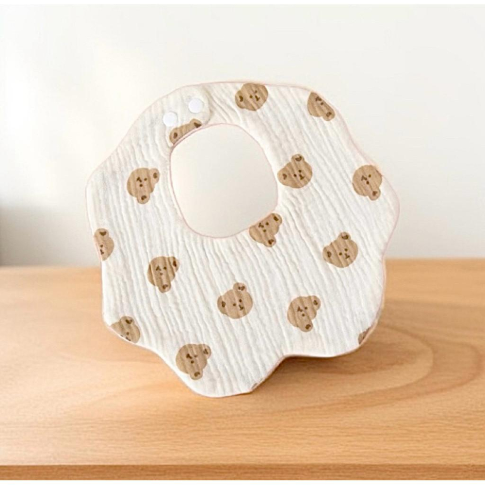 【台灣出貨】BB&C 新生兒 嬰兒防吐奶 純棉紗布 花瓣圍嘴 圍兜 口水巾 360度旋轉全方位調整 圍兜 防吐奶-細節圖9