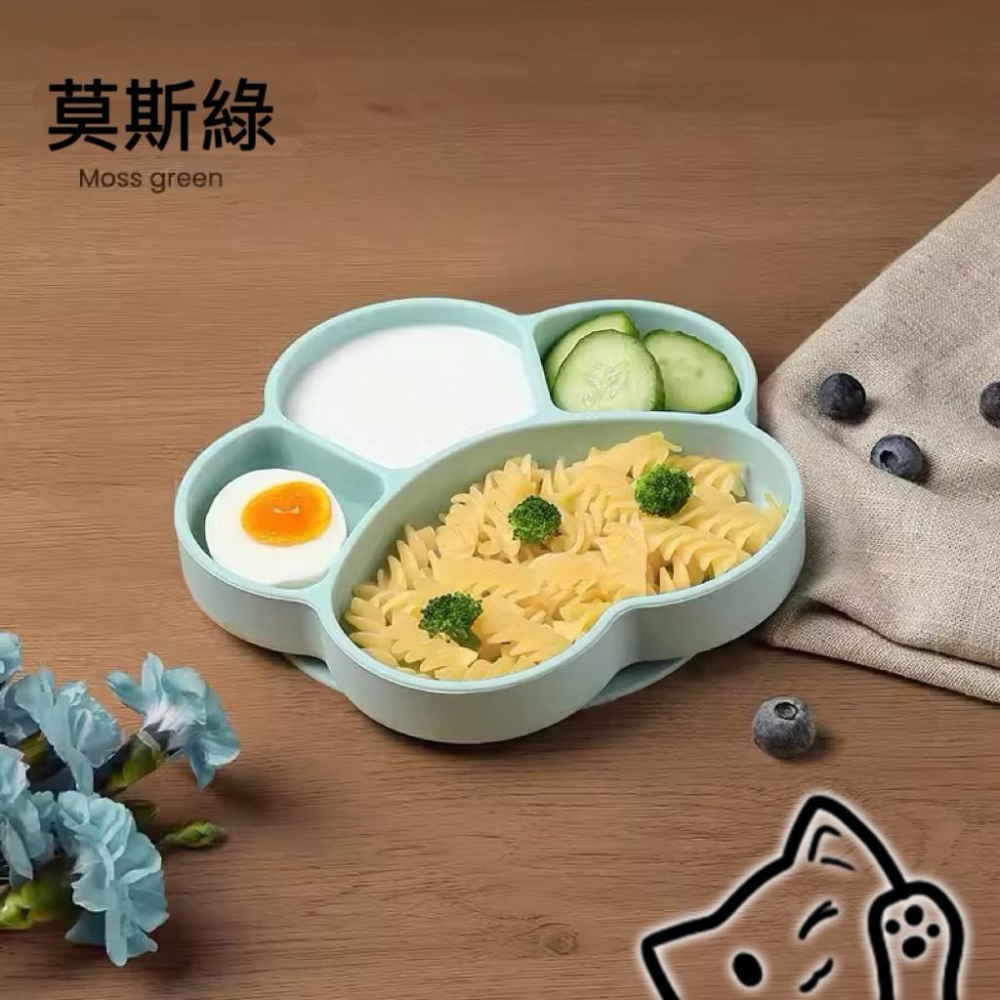 【台灣出貨】貓爪型寶寶餐盤可分格 獨家專利可拆卸吸管 矽膠材質 安全無毒 強力吸盤 穩固不打翻-細節圖8
