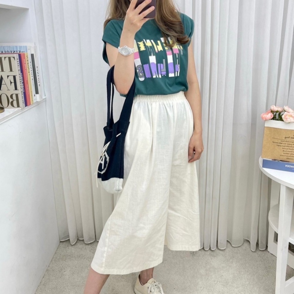 韓版繽紛字圖落肩上衣-細節圖3