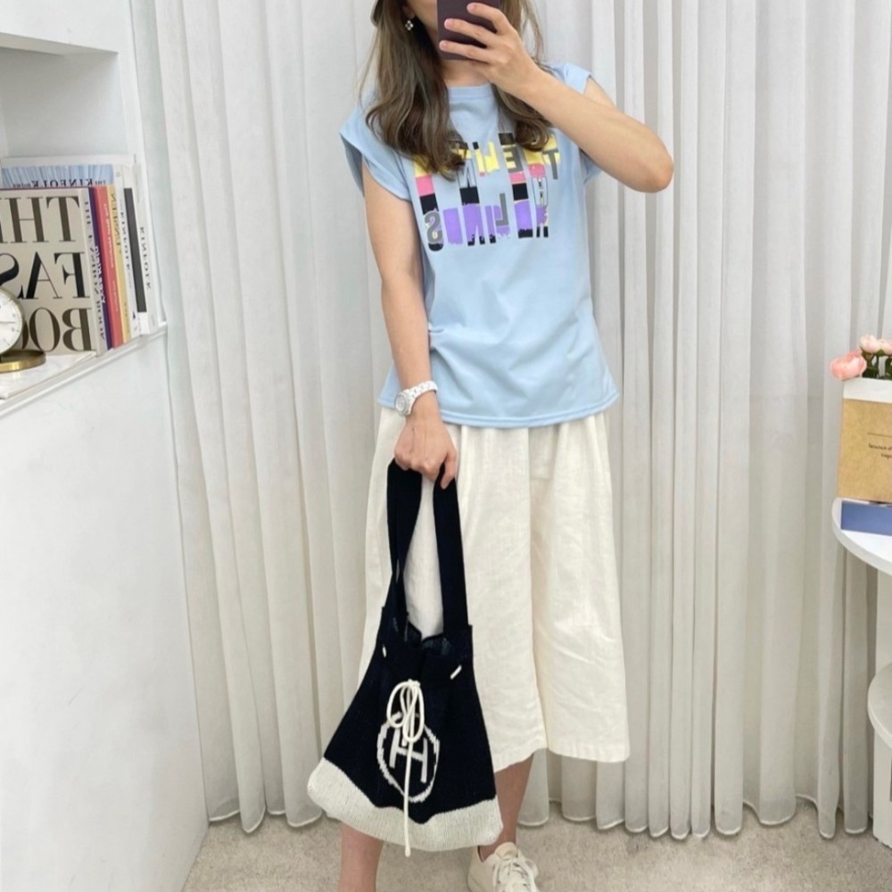 韓版繽紛字圖落肩上衣-細節圖4