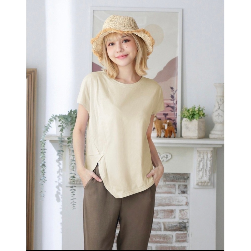 韓版法式特色下襬寬鬆上衣-細節圖2