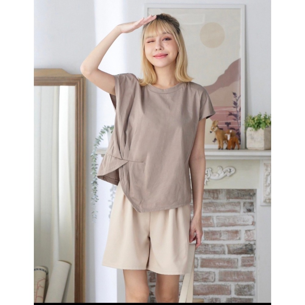 韓版法式特色下襬寬鬆上衣-細節圖3