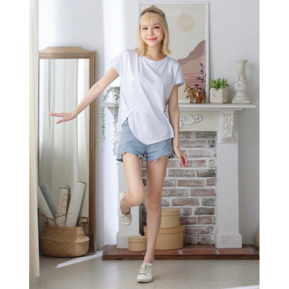 韓版法式特色下襬寬鬆上衣-細節圖4