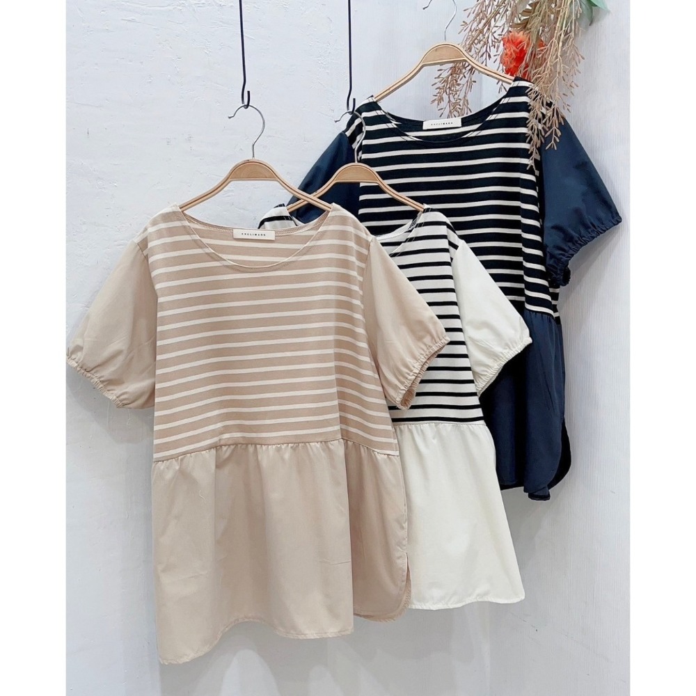 日系異材質拼接寬鬆上衣-細節圖5