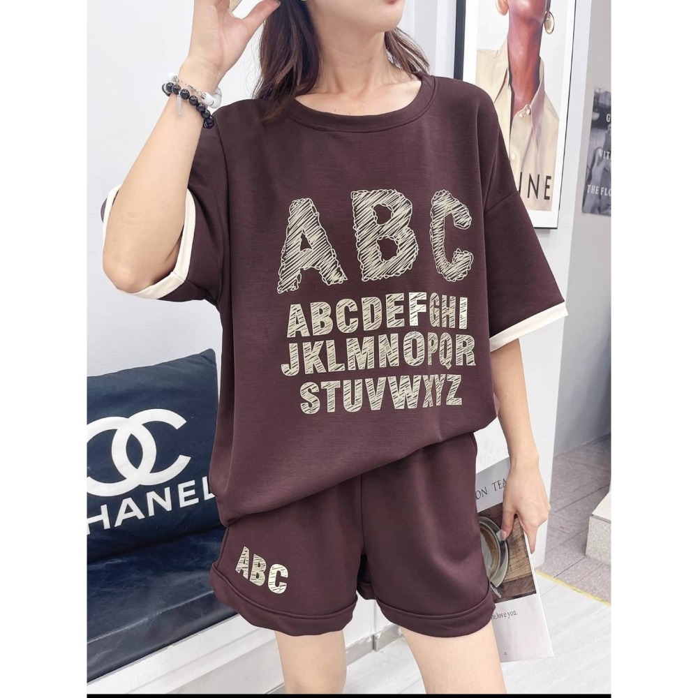 韓版英文字上衣+褲套裝-細節圖3