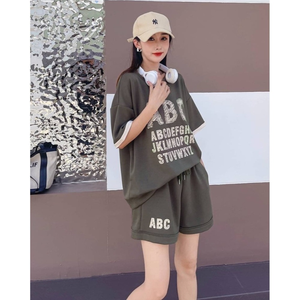 韓版英文字上衣+褲套裝-細節圖5