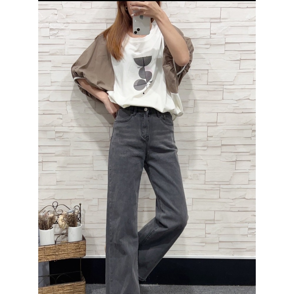 韓標 棉麻蝶袖上衣-細節圖6