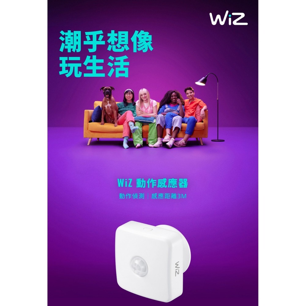 Philips 飛利浦 Wi-Fi WiZ 智慧照明 動作感應器 感應距離3米 自訂燈光模式 感應器 安裝多元-細節圖2