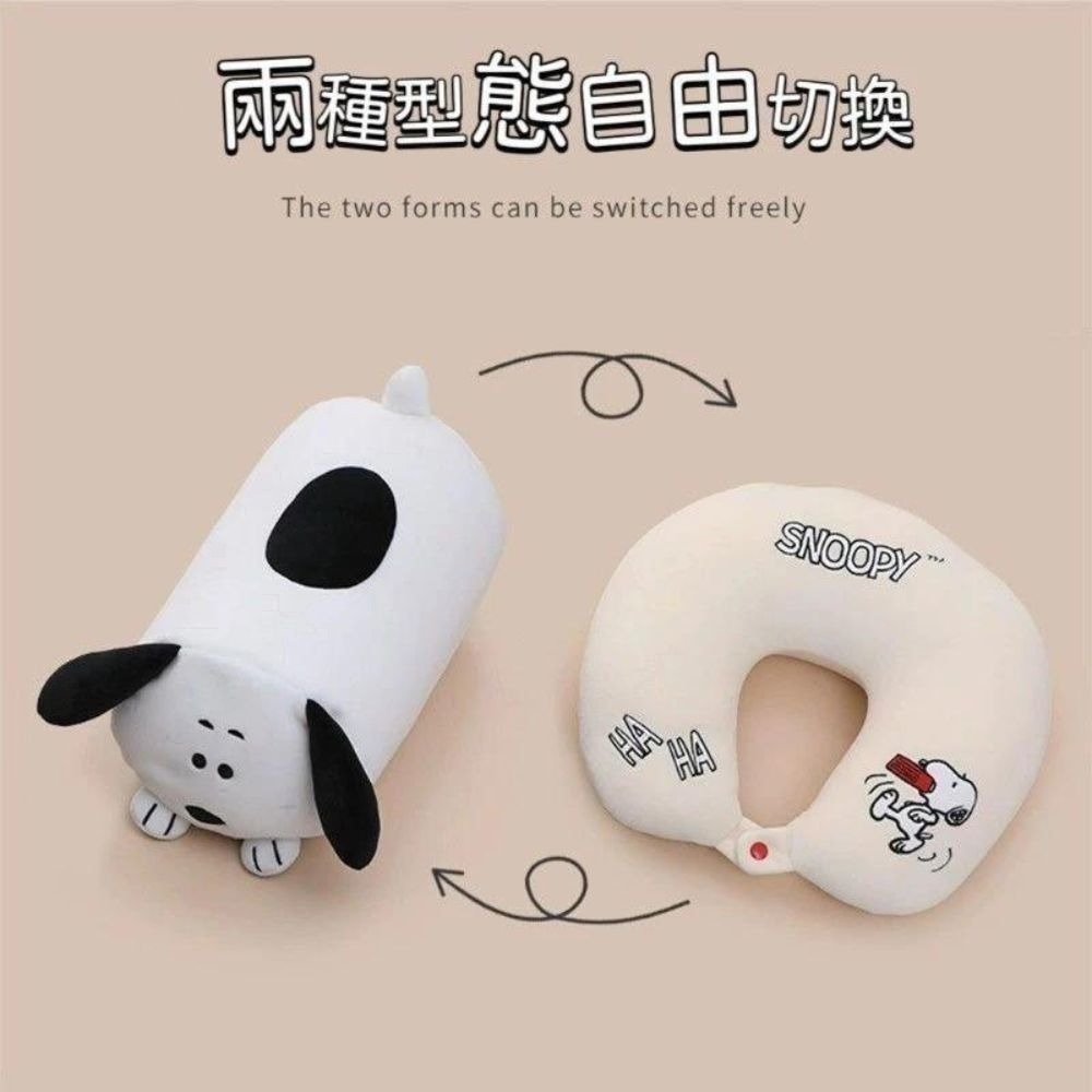 官方正品 Snoopy 史努比 可變形 兩用 U型枕 護頸枕 ins 旅行 脖枕 公仔-細節圖2