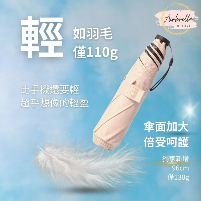 【限時購】日本 110g 超輕傘 輕量傘 羽毛傘 大傘面 雨傘 碳纖維 口袋傘 防曬 出國-細節圖2