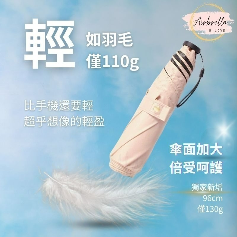 【限時購】日本 110g 超輕傘 輕量傘 羽毛傘 大傘面 雨傘 碳纖維 口袋傘 防曬 出國-細節圖2