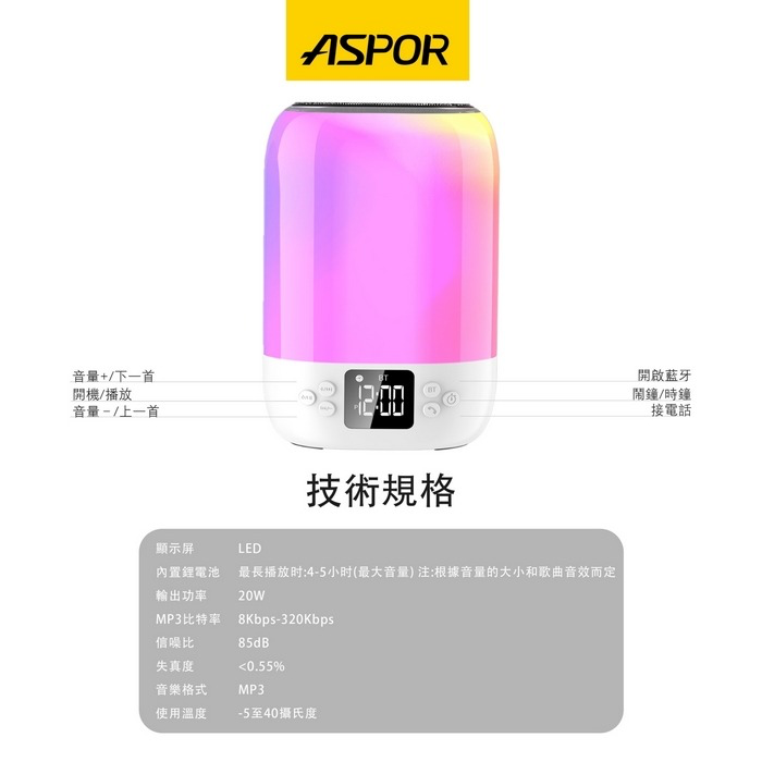 ASPOR A672 貴族智能無線藍牙音箱 20W大功率 多功能無線藍芽喇叭(配遙控器)-細節圖6