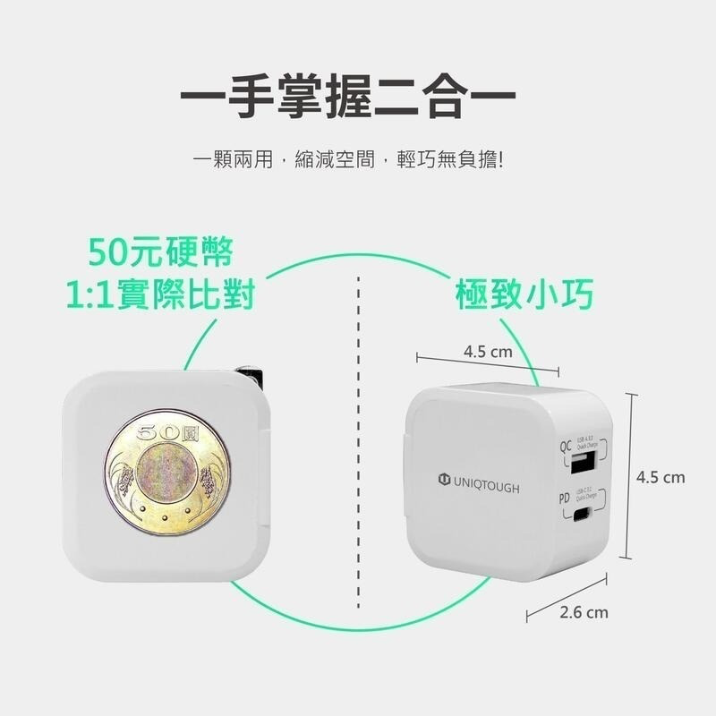 小魔方 20W 快充頭(摺疊款)PD+QC-細節圖7