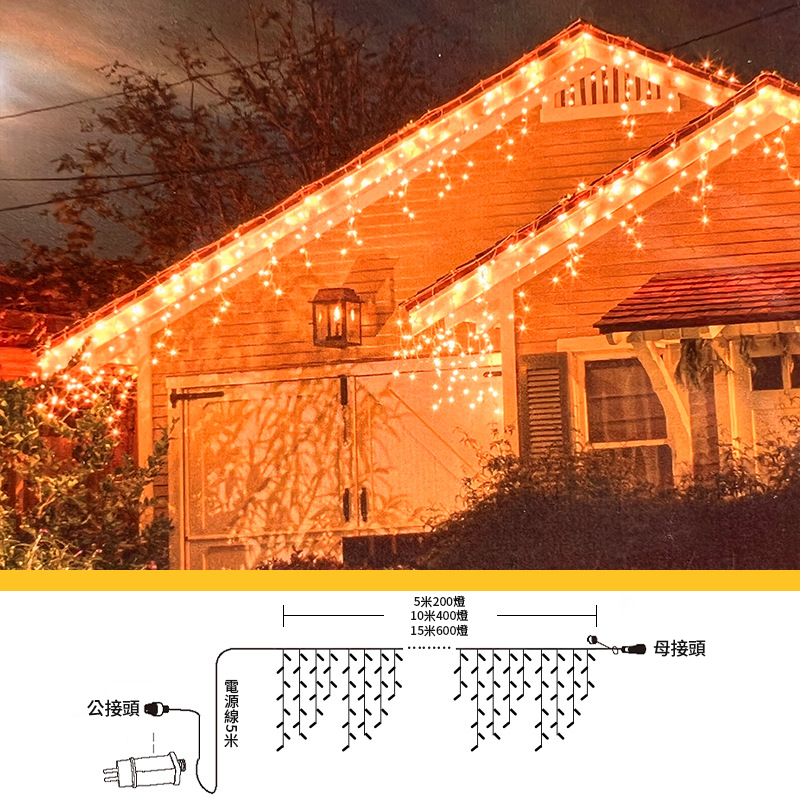 【台中現貨】LED冰條燈|滿天星燈|瀑布燈|裝飾燈|氣氛燈|露營燈|燈串|燈條|派對|婚禮|布置|尾牙|聖誕節-細節圖9