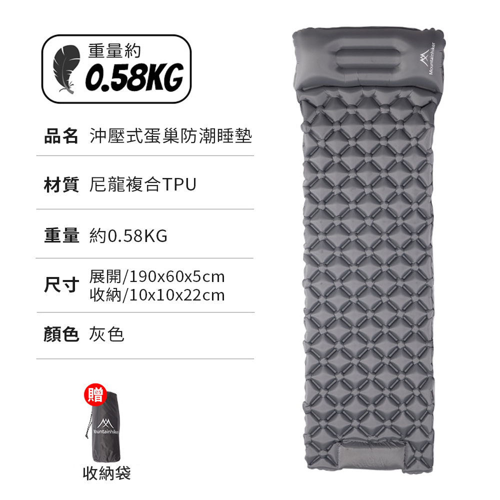 【台中現貨】山之客Mountainhiker|蛋巢防潮睡墊|腳踩式充氣床|露營床墊|露營睡墊|蛋巢床墊|機車露營-規格圖11