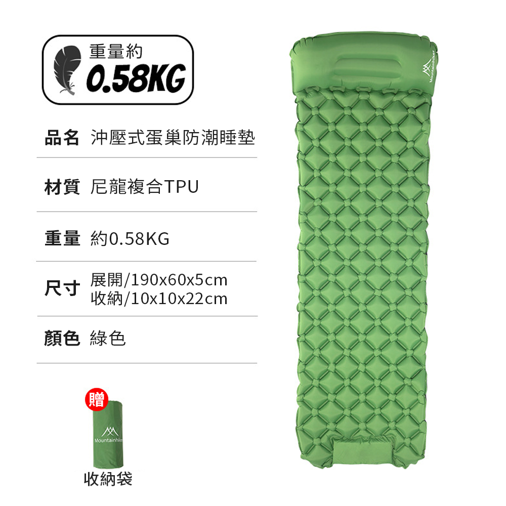 【台中現貨】山之客Mountainhiker|蛋巢防潮睡墊|腳踩式充氣床|露營床墊|露營睡墊|蛋巢床墊|機車露營-規格圖11