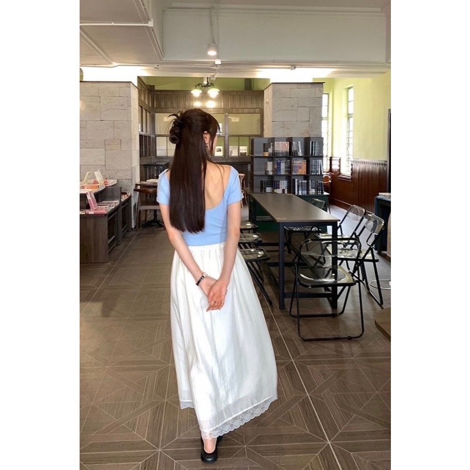 6月預購-韓國🇰🇷簡單的完美大U領露背T-細節圖2