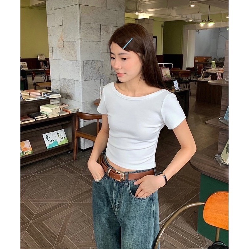 6月預購-韓國🇰🇷簡單的完美大U領露背T-細節圖6