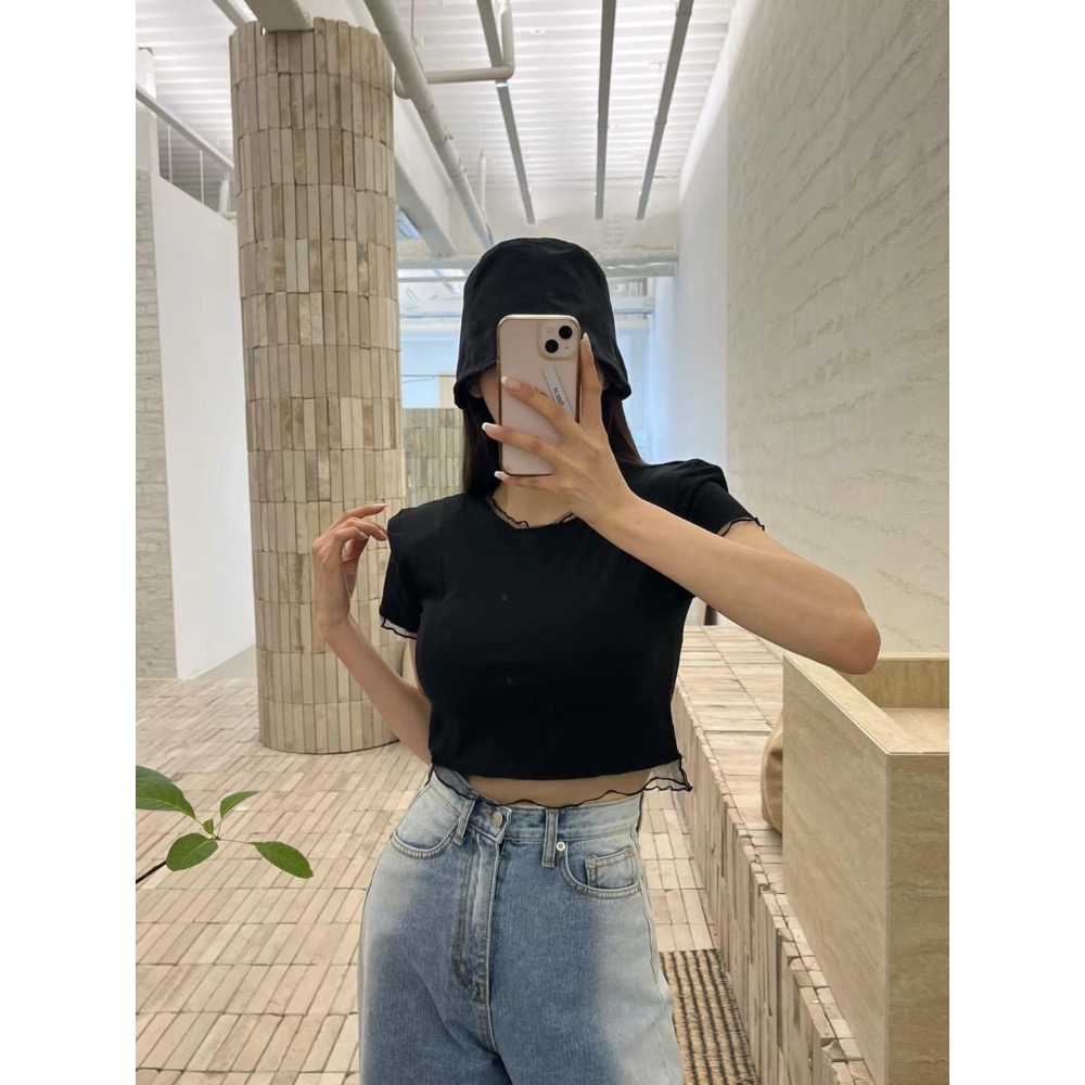 6月預購-韓國🇰🇷浪漫捲捲網紗上衣-細節圖2