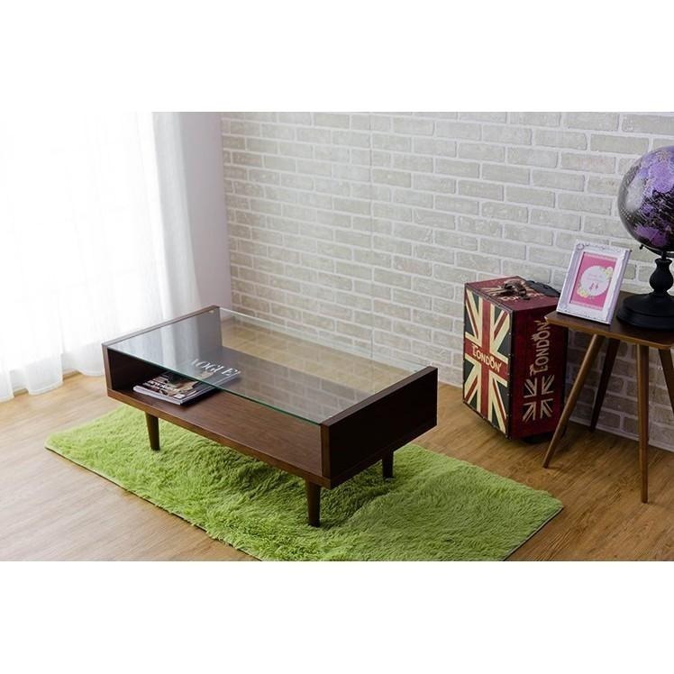 日式茶几桌/客廳桌/玻璃大茶几 實木椅腳/胡桃木色【80N2】日本熱賣 Tasteful 特斯屋-細節圖2