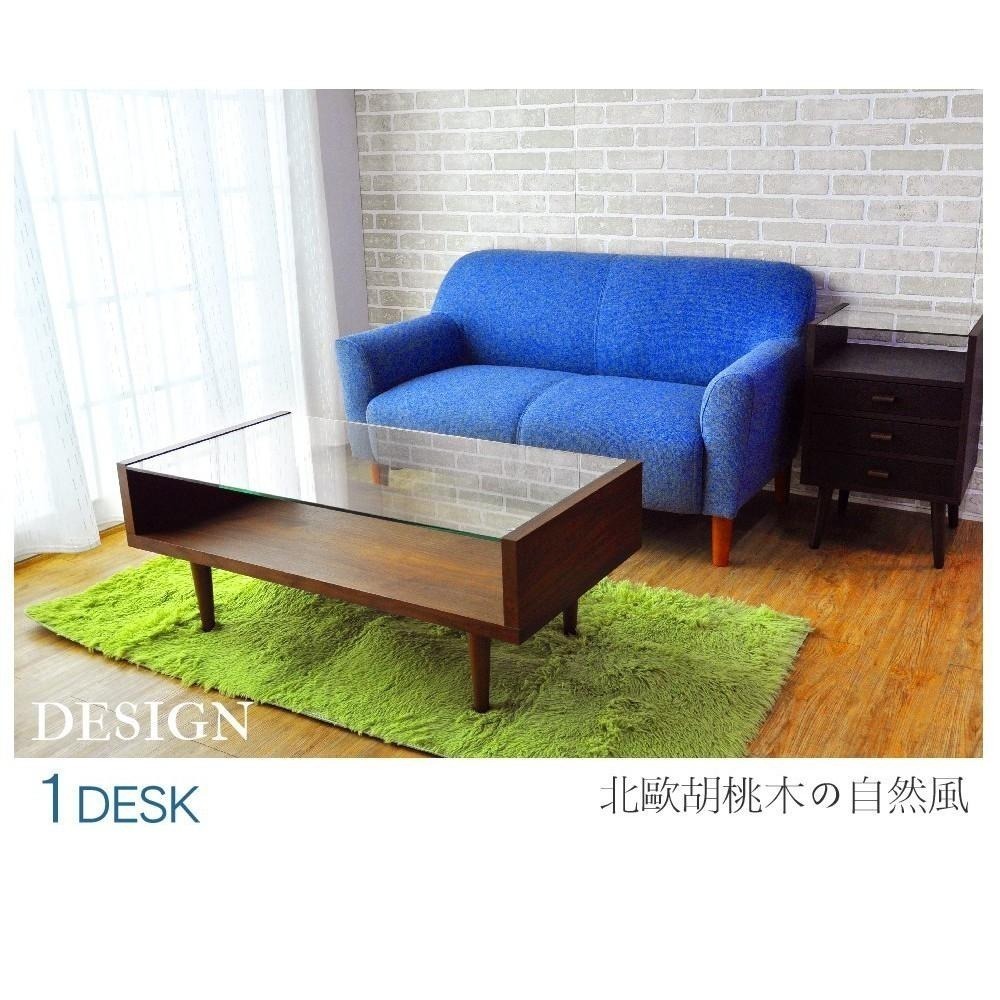 日式茶几桌/客廳桌/玻璃大茶几 實木椅腳/胡桃木色【80N2】日本熱賣 Tasteful 特斯屋-細節圖3