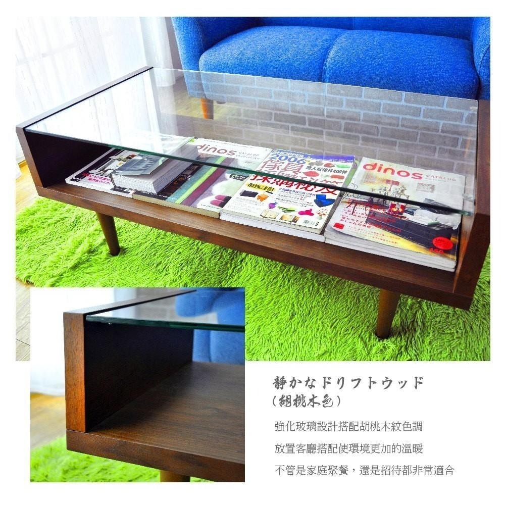 日式茶几桌/客廳桌/玻璃大茶几 實木椅腳/胡桃木色【80N2】日本熱賣 Tasteful 特斯屋-細節圖8