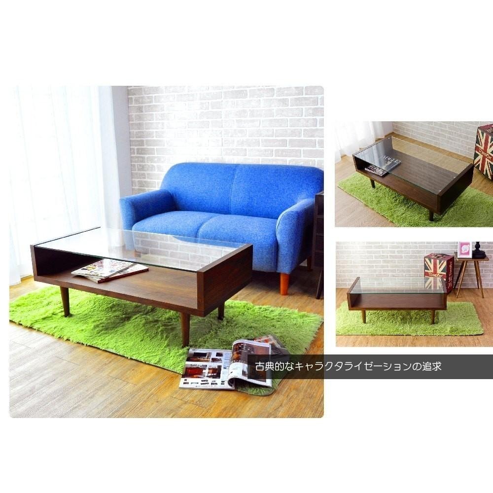 日式茶几桌/客廳桌/玻璃大茶几 實木椅腳/胡桃木色【80N2】日本熱賣 Tasteful 特斯屋-細節圖9