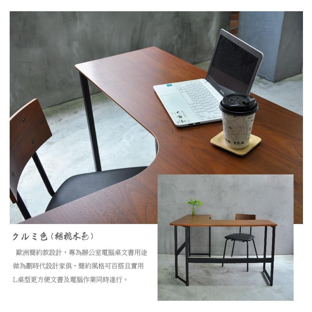 書桌/電腦桌/辦公桌/L型書桌/一體成形/防撞圓角/WFH (在家工作) 台灣製 胡桃木色【51588-2】特斯屋-細節圖5