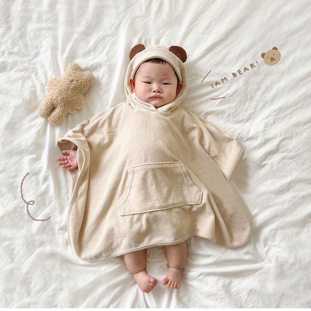 [IKII] 可愛動物造型斗篷浴巾-細節圖2