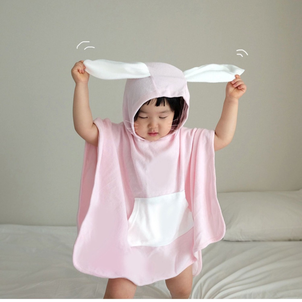 [IKII] 可愛動物造型斗篷浴巾-細節圖3