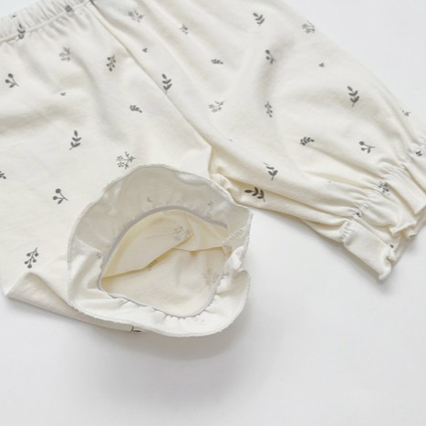 [Lime&Blue] 棉質碎花荷葉縮口套裝-細節圖6