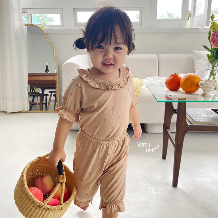 [Lime&Blue] 棉質碎花荷葉縮口套裝-細節圖7