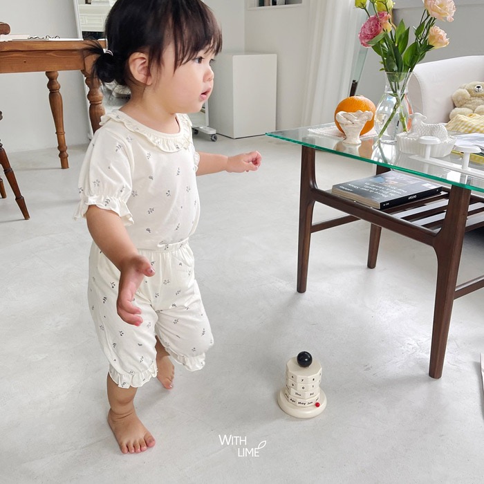 [Lime&Blue] 棉質碎花荷葉縮口套裝-細節圖9