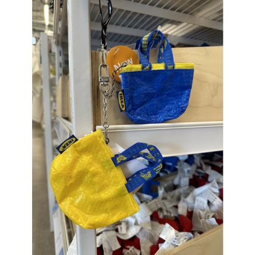 MUJI 無印良品 IKEA 迷你購物袋造型 帆布零錢包 藍 黃 鑰匙包 《KJHB9955》
