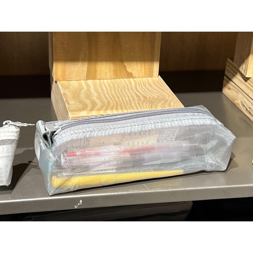 MUJI 無印良品 尼龍網眼筆袋 方型 黑 灰 鉛筆盒 事務用品 文具 《KJHB9955》-細節圖2