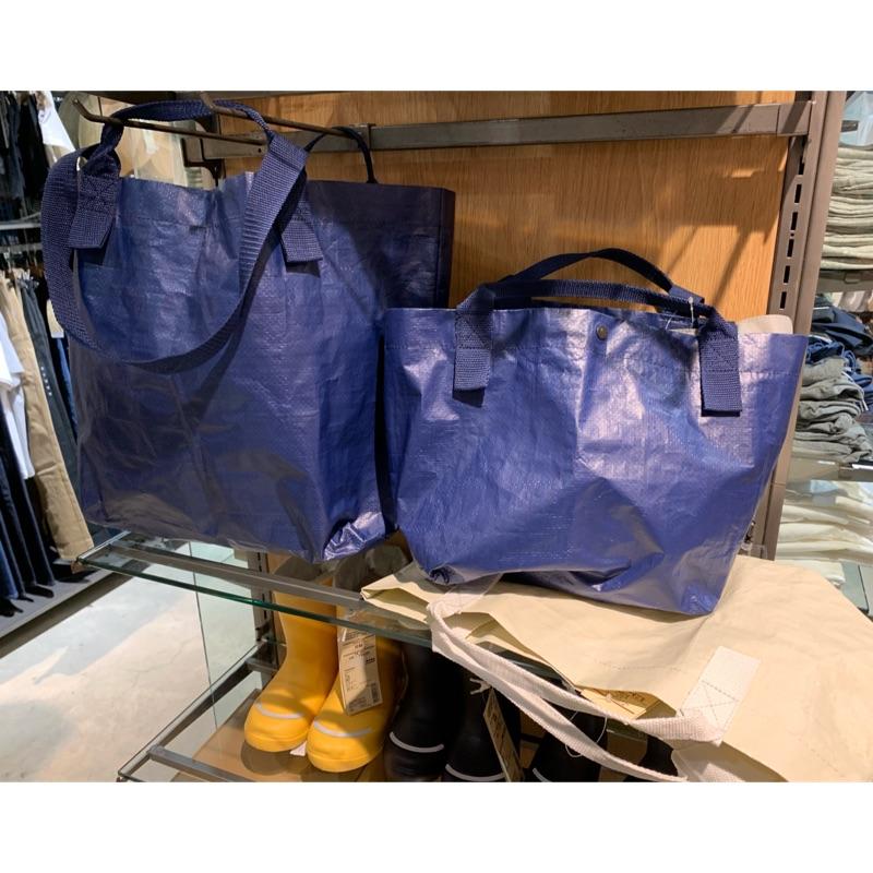 MUJI 無印良品 聚乙烯托特包 淺灰 深藍 購物袋 環保袋 《KJHB9955》-細節圖2