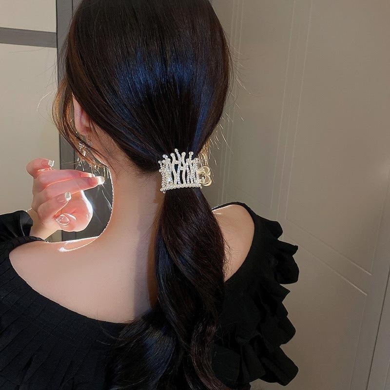 自帶氣場韓版鑲鑽皇冠小號抓夾 水鑽 髮夾-細節圖6