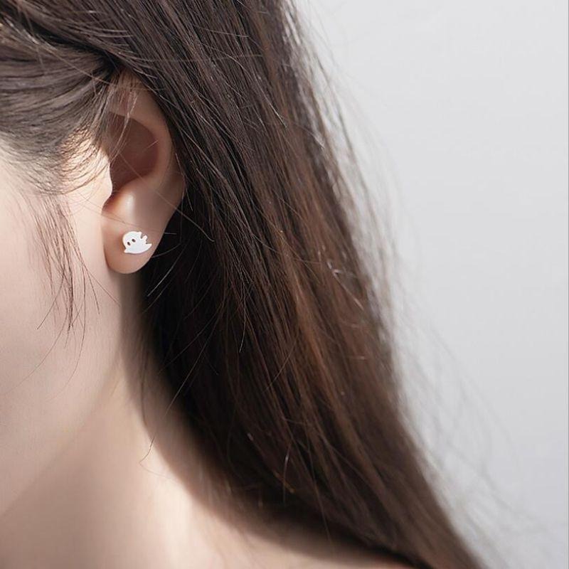 迷你幽靈小耳釘 | 925銀針-細節圖3