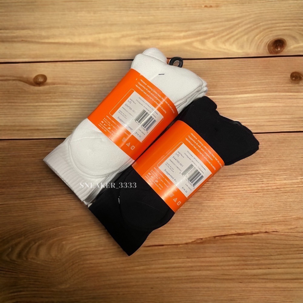 【現貨🔥｜三雙一組】NIKE 長襪 毛巾底 休閒襪 運動白襪 厚底款 中筒襪小腿襪 黑白男女（SX4700-001）-細節圖2