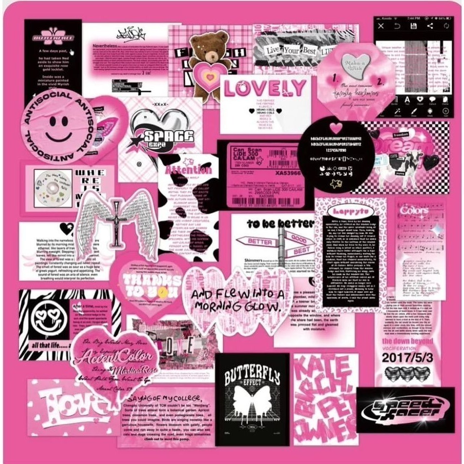 (現貨)韓國ins風多巴胺/小眾風手帳素材貼紙包-規格圖2