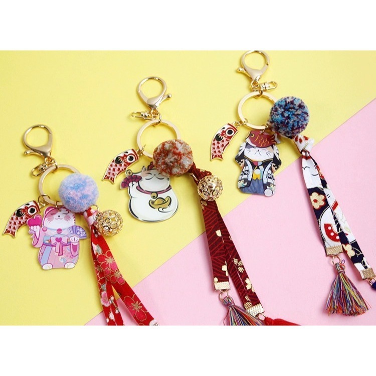 薴萌樂園🌺日系和風招財貓鯉魚鈴鐺鑰匙扣-細節圖2