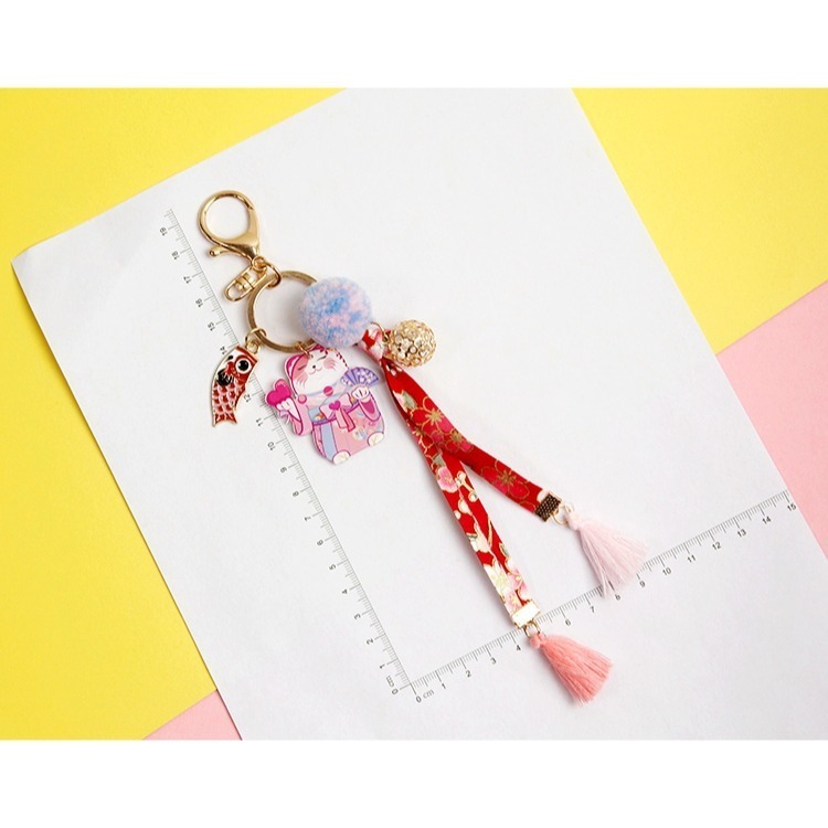 薴萌樂園🌺日系和風招財貓鯉魚鈴鐺鑰匙扣-細節圖3