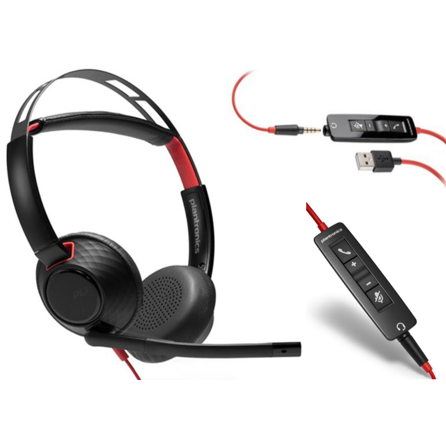 全新原廠貨 2年保固 Poly Plantronics C5220 USB+3.5耳機線 雙介面 頭戴雙耳降噪耳機-細節圖2