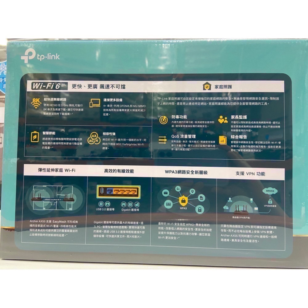 🎉現貨特價！TPLINK AX3000雙頻WIFI6路由器 型號AX55-吉兒好市多COSTCO代購-細節圖4