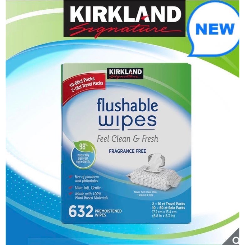 🎉現貨特價！Kirkland Signature科克蘭濕式衛生紙60抽X10包+16抽X2包(共632張)-吉兒好市多-細節圖2