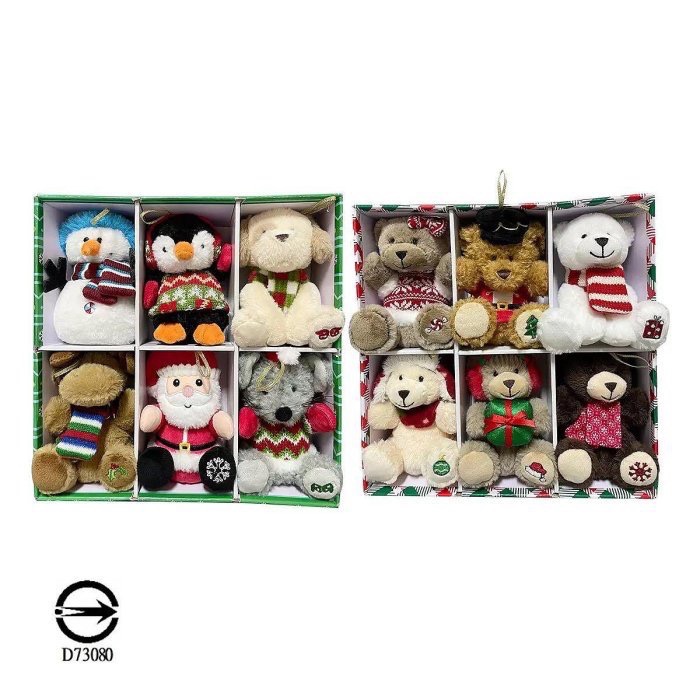 🎉現貨特價！4.5吋聖誕絨毛裝飾玩偶6入(動物組/熊熊組) 絨毛聖誕裝飾6入-吉兒好市多COSTCO代購-細節圖2