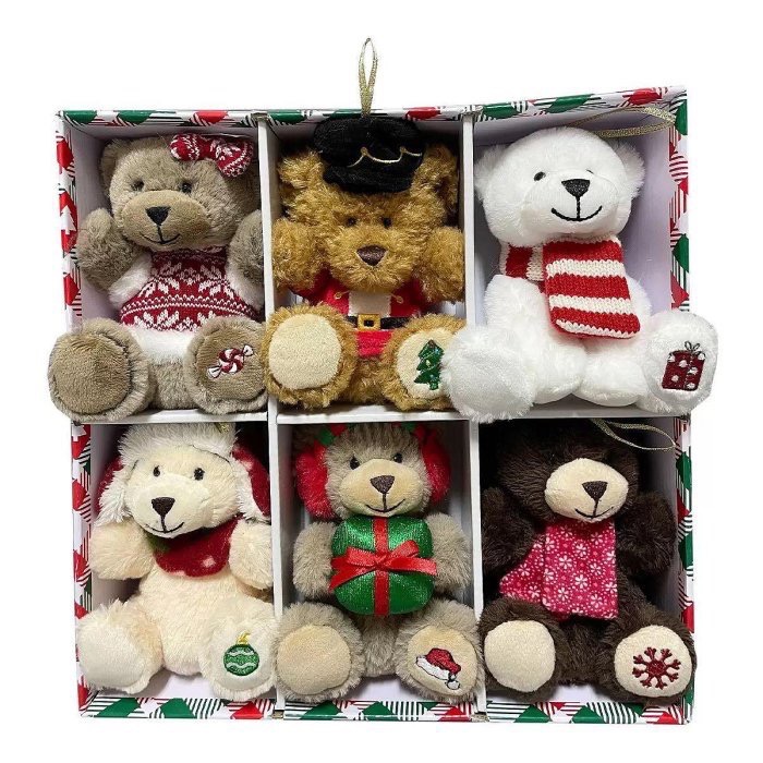 🎉現貨特價！4.5吋聖誕絨毛裝飾玩偶6入(動物組/熊熊組) 絨毛聖誕裝飾6入-吉兒好市多COSTCO代購-規格圖9