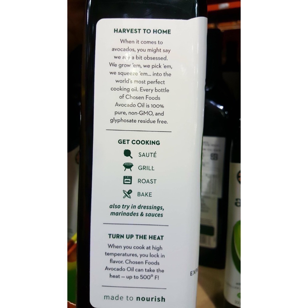 CHOSEN FOODS 酪梨油 每瓶1公升-吉兒好市多COSTCO代購-細節圖3