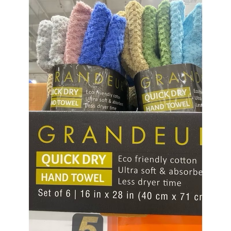 GRANDEUR 快乾毛巾六入組菱格紋 40x71公分 400GSM-吉兒好市多COSTCO代購-細節圖2