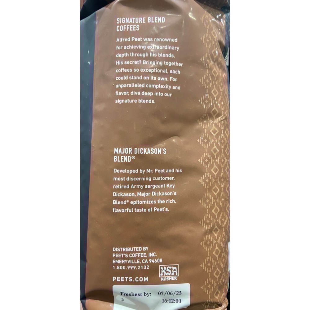 🎉現貨特價！PEET’S MAJOR DICKASON’S 咖啡豆 每包907公克-吉兒好市多代購-細節圖2